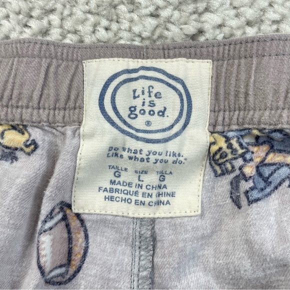 Life Is Good Soft Flannel Mens Pajama Sleep Pants Football man dog size Large - Picture 4 of 11